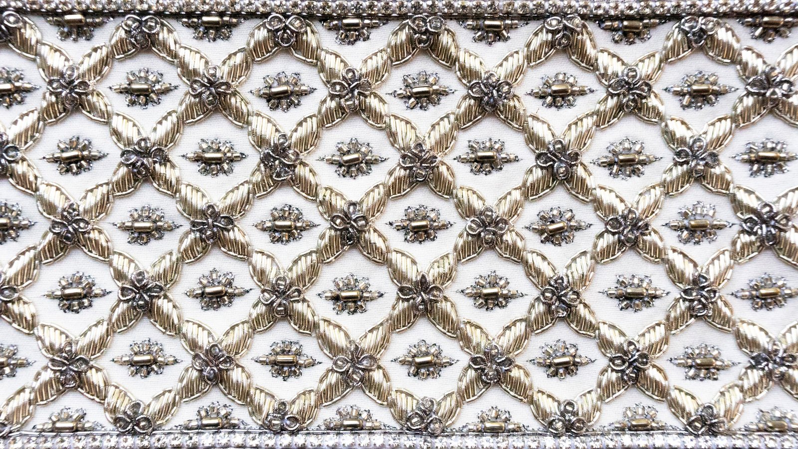 Close-up of the hand embroidery on the Keter atarah