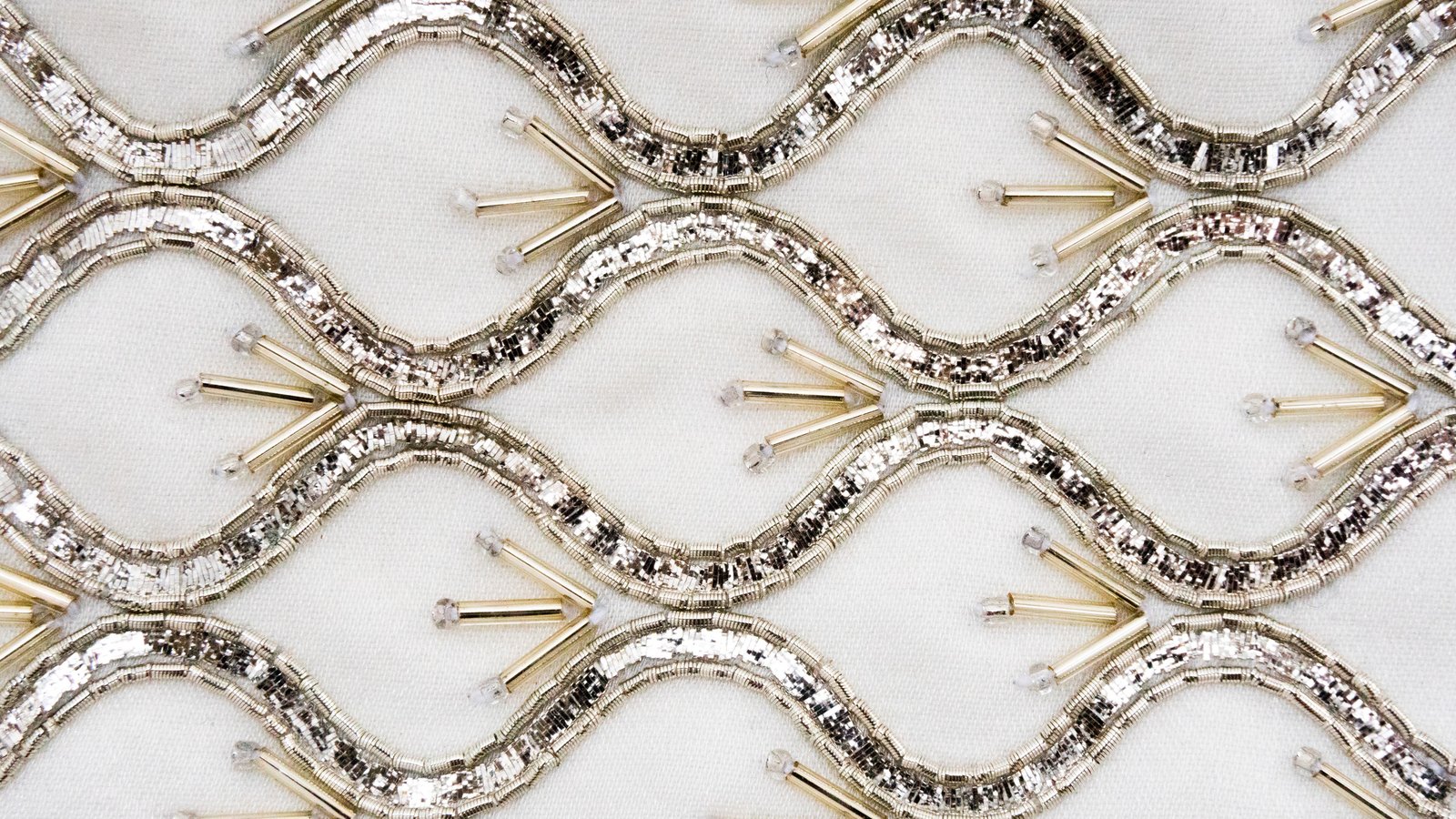 Close-up of the hand embroidery on the Tiferet atarah